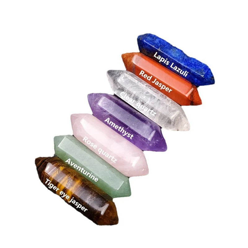 Conjunto de 14 pedras e cristais de cura para chakras, cristais de quartzo rosa hexagonal, para decoração de quarto e meditação