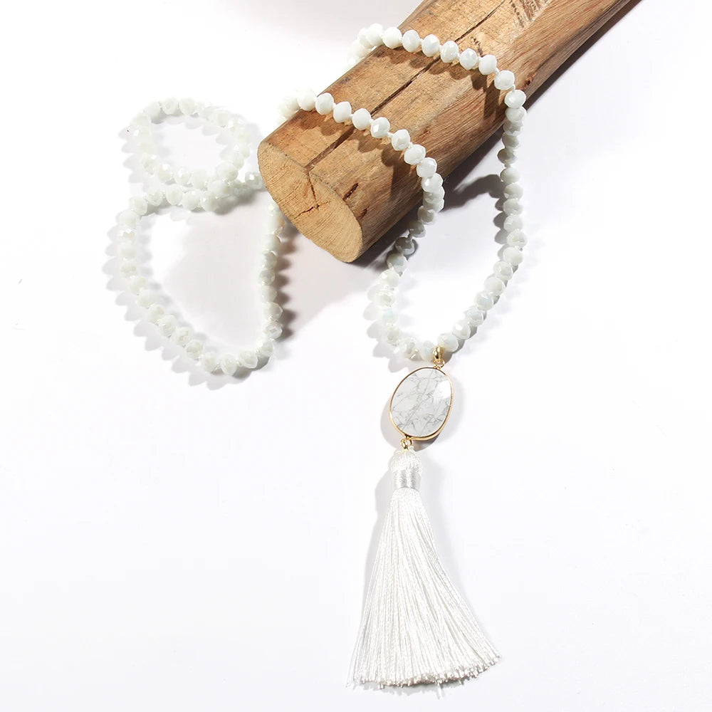 Colar Japamala Boho Cristal e Tassel Multicolor