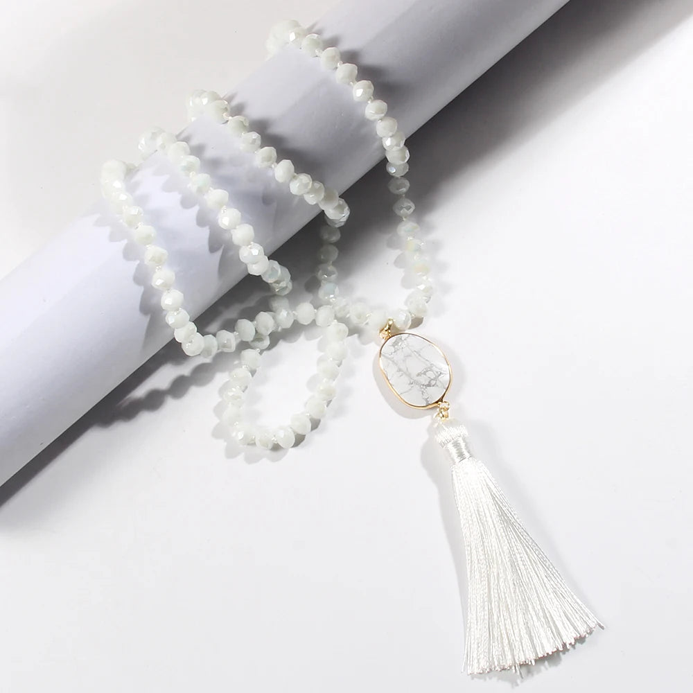 Colar Japamala Boho Cristal e Tassel Multicolor